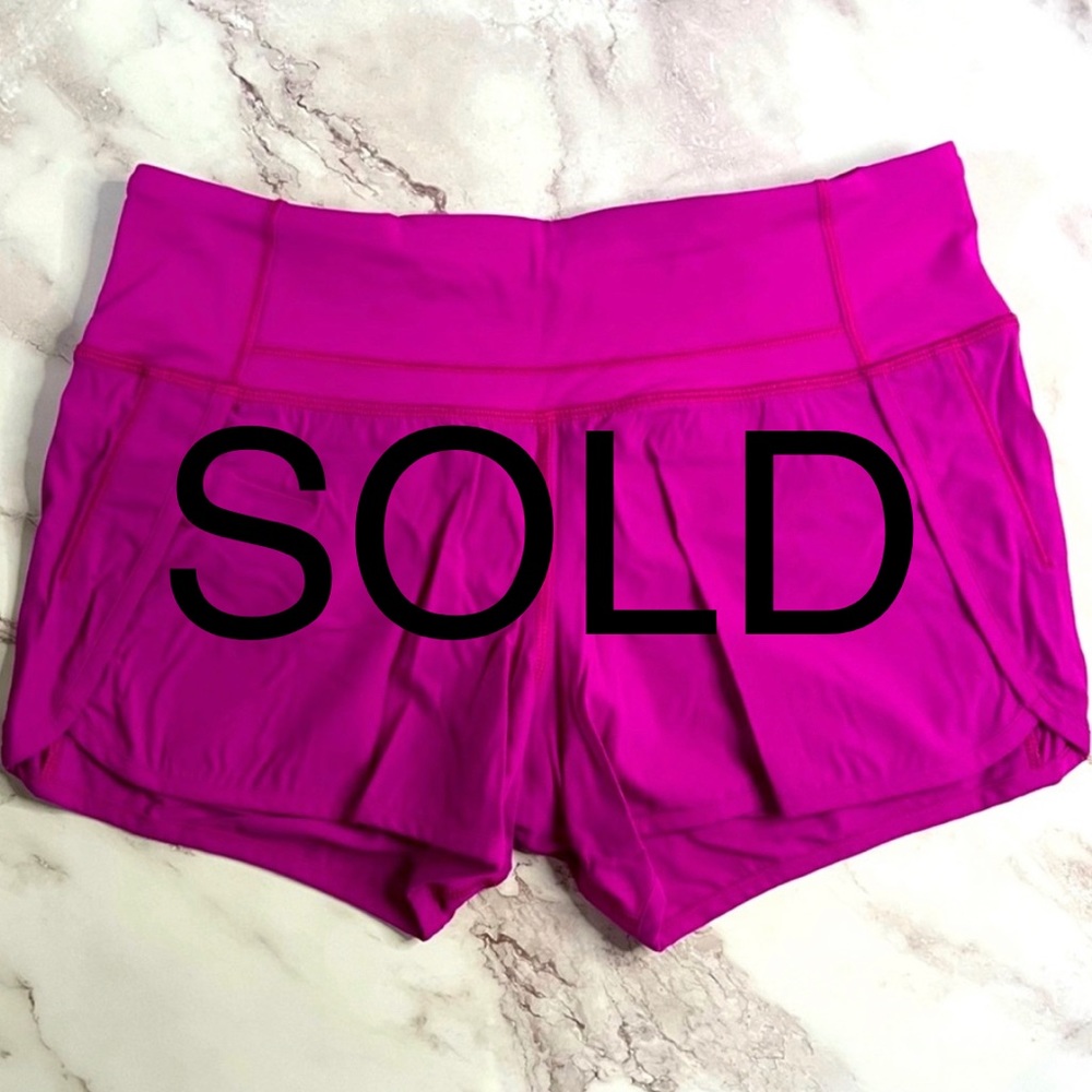 Lululemon Speed Shorts Size 4 Mid Rise Lined Workout Short Fuchsia Pink Purple